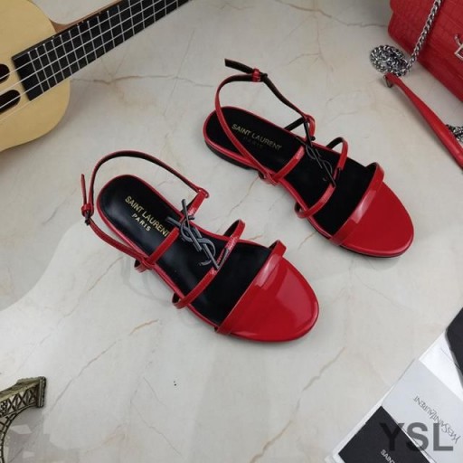 Sandale Yves Saint Laurent Cassandra ravnim cipelama S Pet remenčićima Od lakirane kože Crvene Boje