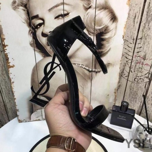Sandale Yves Saint Laurent Opyum od lakirane kože na crnom petu Crne boje