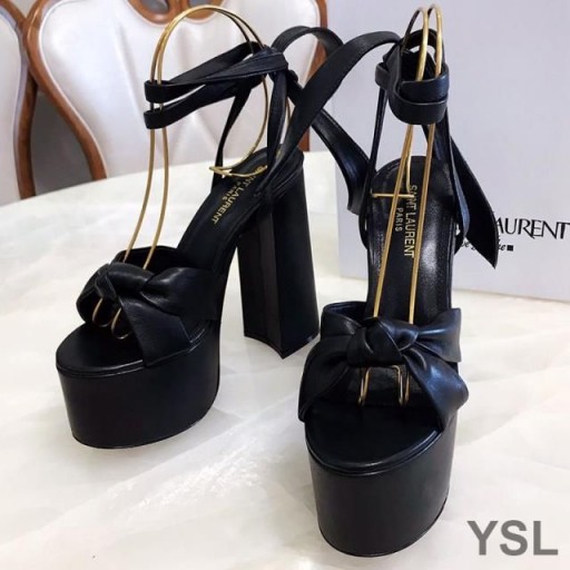 Sandale Yves Saint Laurent Paige Na platformi Od Glatke kože Crne Boje