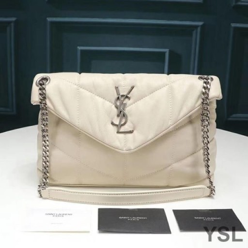 Malo dolje torba Yves Saint Laurent Loulou Od Стеганой ovčje kože Bijela/srebrna boja