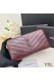 Yves Saint Laurent Large Cassandra Zip Around Wallet In Crinkled Matelasse Leather Burgundy