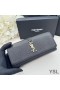Školjkaša novčanik Yves Saint Laurent Large Line Od Zrnate kože Crnog/Zlatne boje