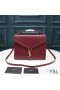 Torba Yves Saint Laurent Medium Cassandra S gornjom ručkom od zrnate kože Tamnocrvena/zlatne boje