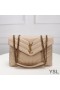 Torba-lanac Yves Saint Laurent Medium Loulou od kože Y Matelasse Pekmeza/zlatne boje