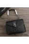 Torba-lanac Yves Saint Laurent Medium Loulou Od prave kože Y Matelasse Crne/srebrne boje