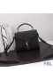 Torba Yves Saint Laurent Mini Cassandra S gornjom ručkom Od zrnate kože Crnog/zlatne boje