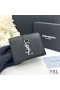 Sklopivi novčanik Yves Saint Laurent Small Line od Zrnate kože Crne/Srebrne boje