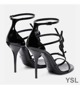 Sandale Yves Saint Laurent Cassandra 100 od lakirane kože s Crnim logom Crnci