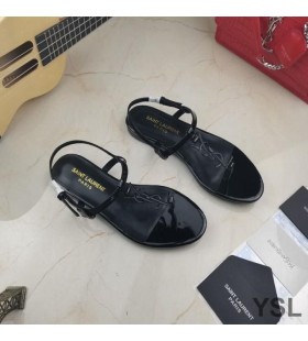 Sandale Yves Saint Laurent Cassandra ravnim cipelama S T-neck strap Od lakirane Crne boje