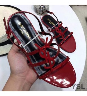 Otvorene Sandale Yves Saint Laurent Cassandra Od Lakirane Kože Crvene Boje