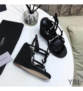 Espadrilles na танкетке Yves Saint Laurent Cassandra Od Crne Kože