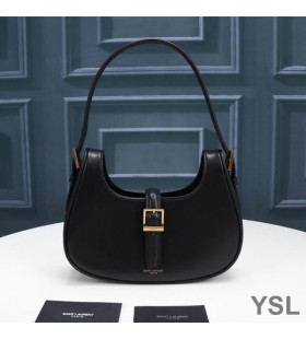 Torba-skitnica Yves Saint Laurent Le Fermoir Od sjajnu kožu crne boje