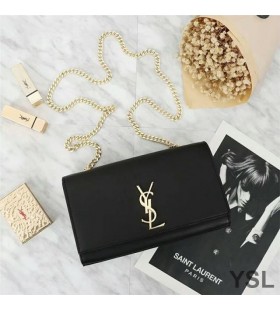 Torba-lanac Yves Saint Laurent Medium Kate Od kože Crne/zlatne boje