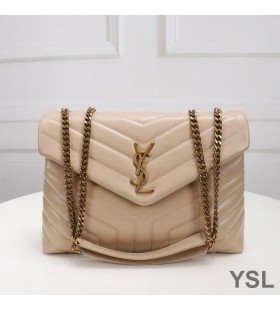 Torba-lanac Yves Saint Laurent Medium Loulou od kože Y Matelasse Pekmeza/zlatne boje
