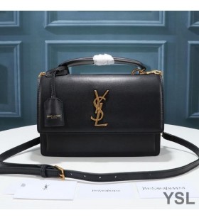 Torba Yves Saint Laurent Medium Sunset Od glatke Crne kože/zlatne boje