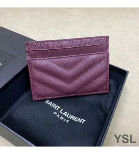 Torbica za posjetnice s Monogramom Yves Saint Laurent Iz Zrnate kože Matelasse Ljubičaste/Srebrne boje