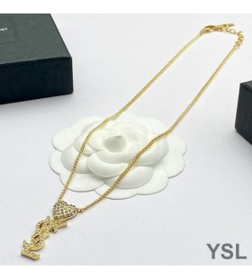 Ogrlica Yves Saint Laurent Opyum Srce Od Metala i Kristalne Zlata