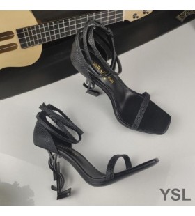 Sandale Yves Saint Laurent Opyum Od Teksture Teleće Kože Na Crnom Petu Crnci