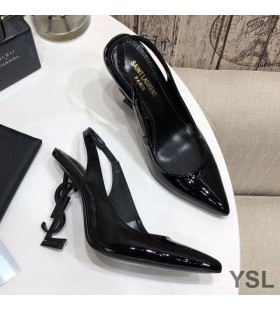 Cipele-brod Yves Saint Laurent Opyum sa svoje preklopnom naslonom od Lakirane kože na crnom petu Black