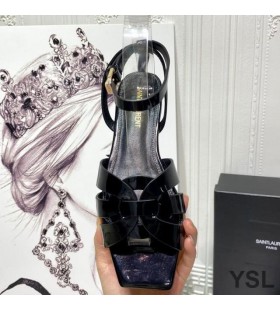 Sandale ravnim cipelama Yves Saint Laurent Tribute Od Lakirane Crne Boje