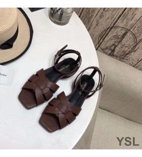 Sandale Yves Saint Laurent Tribute ravnim cipelama Od Glatke Kože Tamnocrvena Boja