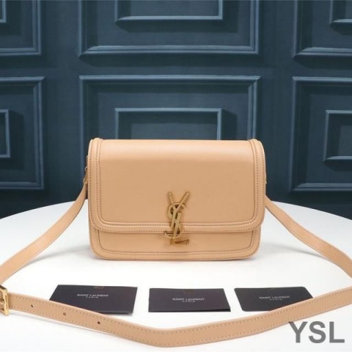 Yves Saint Laurent Medium Solferino Axelväska I Rutan Läder Aprikos/Guld