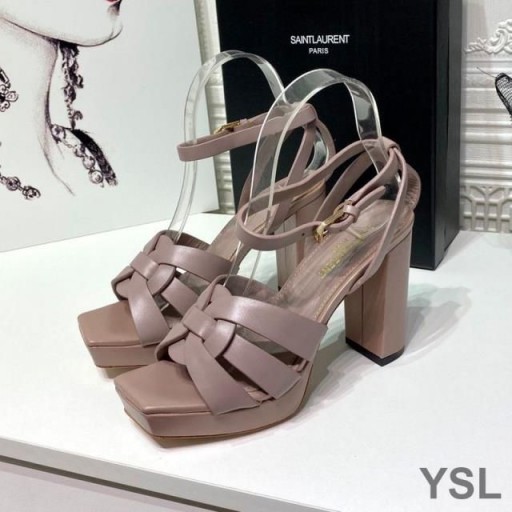 Yves Saint Laurent Tribute PlatformSandals I Smidigt Läder Cherry