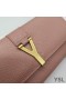 Yves Saint Laurent Stora Y-Ligne Flap Plånbok I Kornat Läder Rosa/Guld