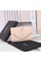 Yves Saint Laurent Litet Kuvert Flap Plånbok I Blandade Finkornig Matelasse Läder Rosa/Guld
