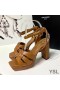 Yves Saint Laurent Tribute PlatformSandals I Smidigt Läder Brun