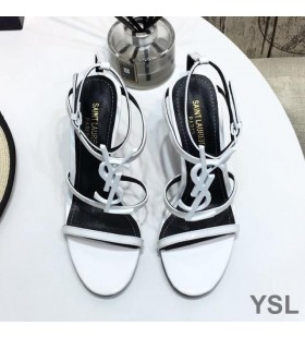 Yves Saint Laurent Cassandra Sandaler I Patentet Läder Vit