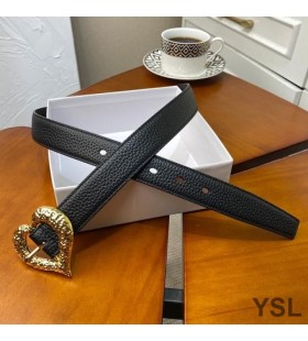 Yves Saint Laurent Hjärtat Bälte I Kornat Läder Svart/Guld