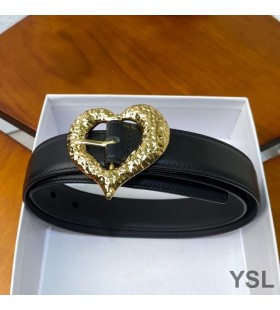 Yves Saint Laurent Hjärtat Bälte I Nappaläder Svart/Guld