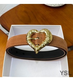 Yves Saint Laurent HjÃ¤rtat BÃ¤lte I Mocka Brun/Guld