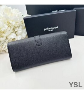 Yves Saint Laurent Stora Linje Bifold Plånbok I Kornat Läder Svart
