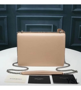 Yves Saint Laurent Medium Sunset Kedja Bag I Läder Aprikos/Silver