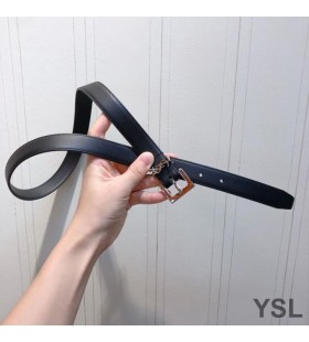 Yves Saint Laurent Monogram Bälte Med Square Spänne I Smidigt Läder Svart/Guld