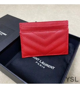 Yves Saint Laurent Monogram Kortet Gäller I Finkornig Matelasse Läder Röd/Silver