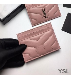 Yves Saint Laurent Monogram Kortet Gäller I Matelasse Lammskinn Rosa/Silver