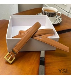 Yves Saint Laurent Monogram Smalt Bälte Med Square Spänne I Nappa Läder Brun/Guld