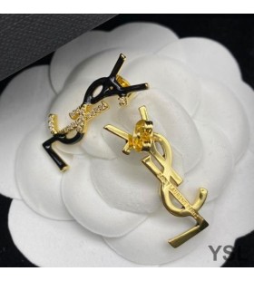 Yves Saint Laurent Opyum Örhängen I Metall, Emalj och Kristaller Guld/Svart