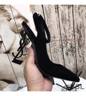 Yves Saint Laurent Opyum Slingback Pumps I Mocka med Svart Häl Svart