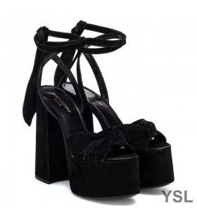 Yves Saint Laurent Paige Plattform Sandaler I Mocka Svart