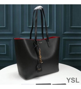 Yves Saint Laurent Shopping Bag I Läder Svart/Röd