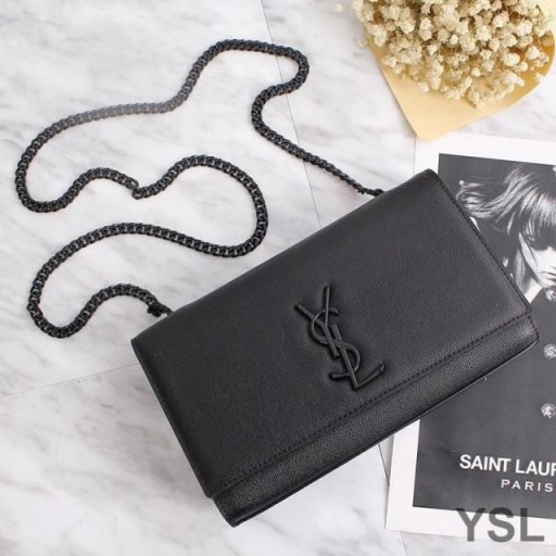 Taneli Deri Siyah Yves Saint Laurent Orta Kate Zincir Çanta