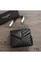 Yves Saint Laurent Küçük Loulou Zincir Çanta Y Matelasse Deri Siyah / Gümüş