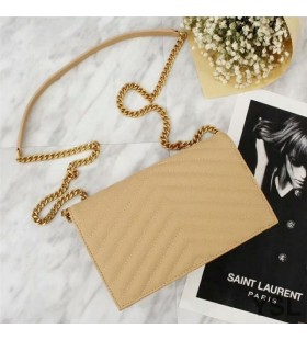 Dokulu Matelasse Deri Kayısı / Altından Yves Saint Laurent Zarf Zincir Cüzdan