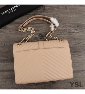 Matelasse Deri Kayısı / Altından Yves Saint Laurent Büyük Zarf Zincir Çanta