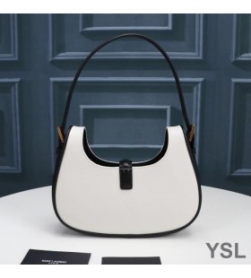 Parlak Deri Beyaz Yves Saint Laurent Le Fermoir Berduş Çanta