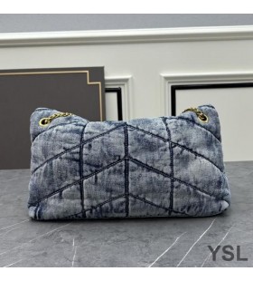 Denim Mavi/Altın Renginde Yves Saint Laurent Orta Boy Loulou Kirpi Çanta